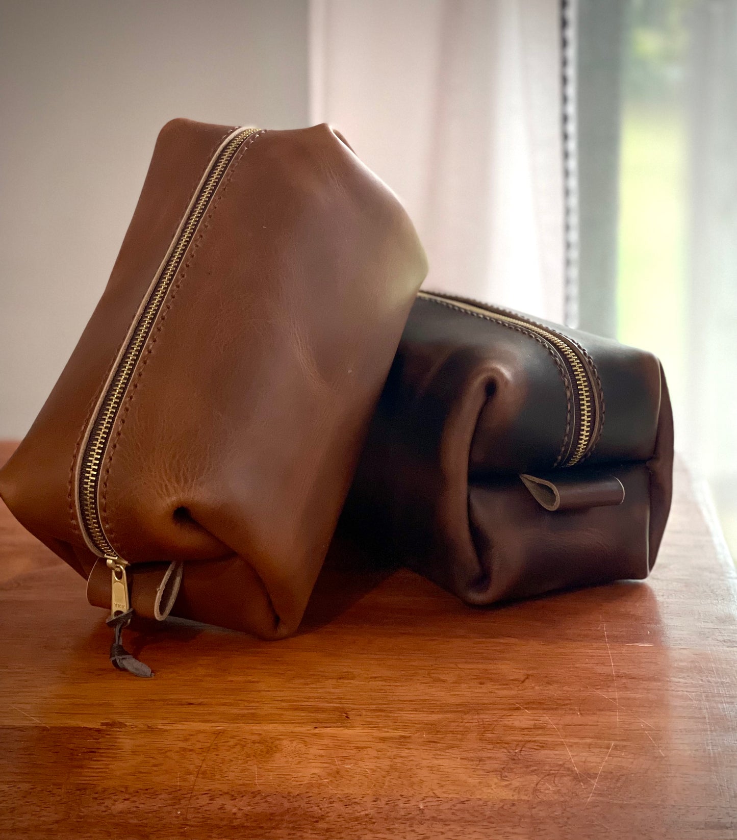 Leather Dopp/Shave Kit - Saddle Tan